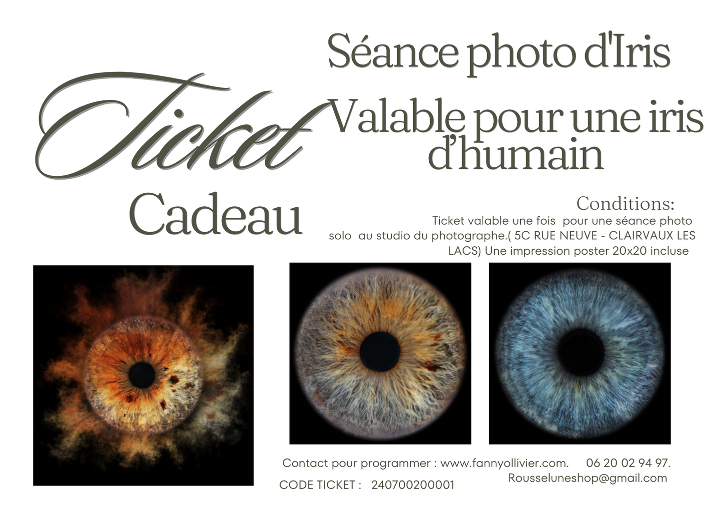 Ticket Cadeau - Séance Iris - Un iris au studio photo