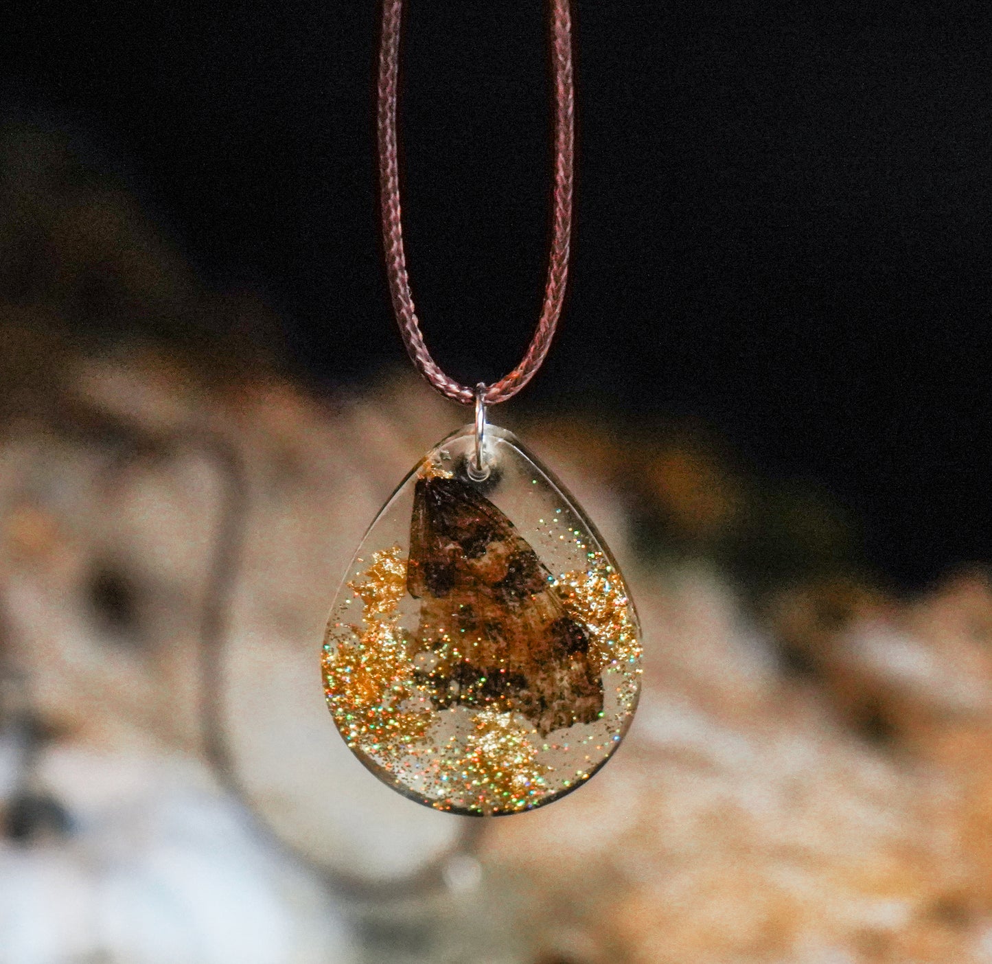 COLLIER "Goutte d'éternité" en Aile de Papillon Véritable ✧