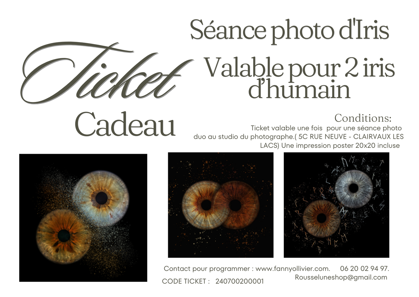 Ticket Cadeau - Séance Iris  - Deux Iris au studio photo